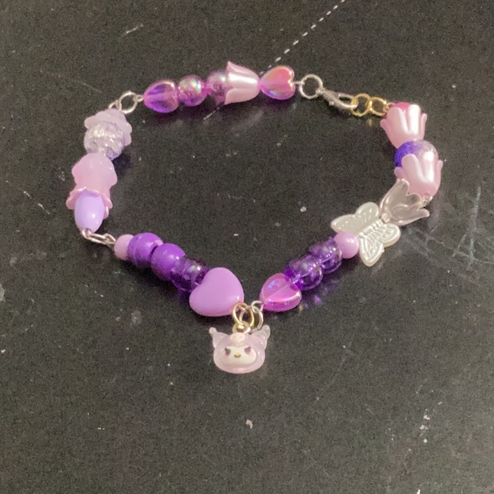 Purple and Pink Beaded Bracelet